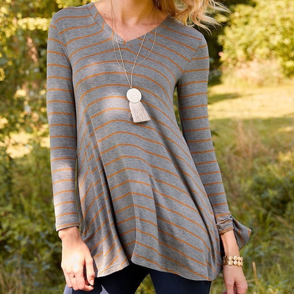 MATILDA JANE S Windsong Tee V-Neck Swing Blouse Stripe - Picture 2 of 2